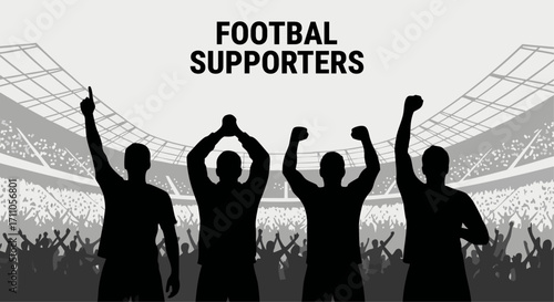 Celebrating Football Fans A Stadium Silhouette Illustration