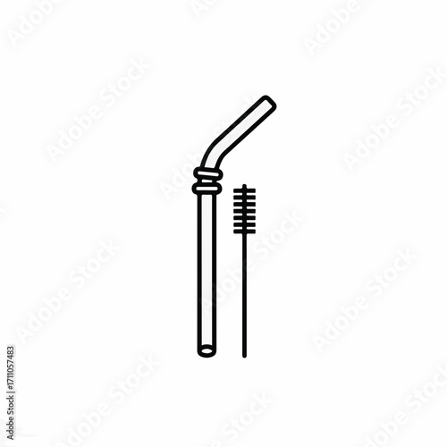 Drinking straw cleaning set with brush on clean white background. Simple cleaning set is great for maintaining reusable drinking straw.