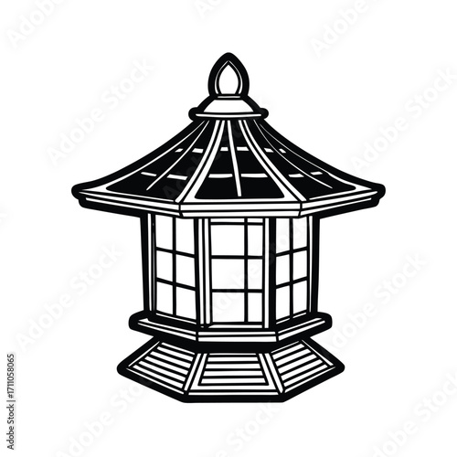 Lantern of Serenity: A meticulously crafted illustration showcases an oriental lantern, its intricate design hinting at tranquility and ancient cultural heritage.