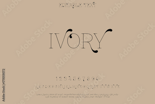 Elegant ivory typography with subtle decorative flourishes on beige background