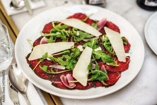 Beef carpaccio with cheese