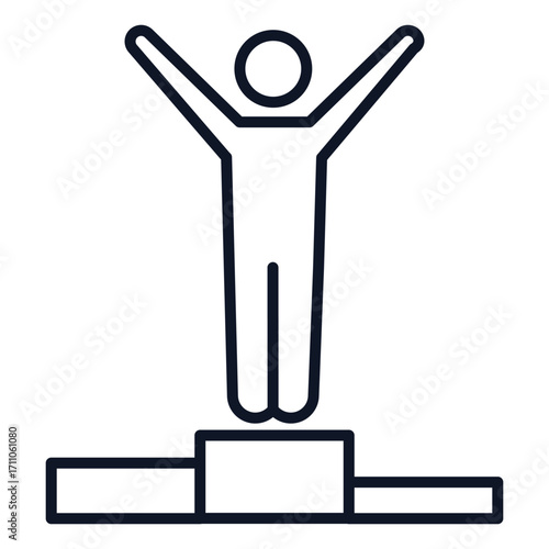 Person Winning on a Podium Icon. Vector illustration 