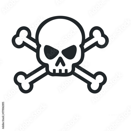 Skull and crossbones symbol for warning signs in design. Vector line illustration