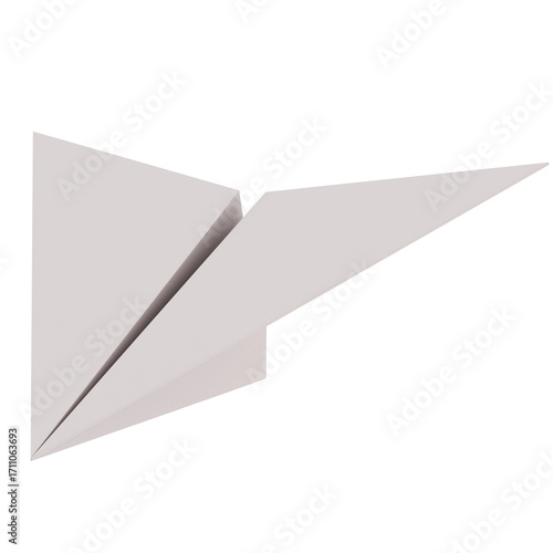 3d render white paper airplane with transparent background
