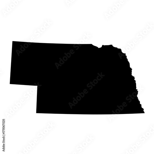 Nebraska state map, a detailed and accurate outline illustration, perfect for educational or design projects