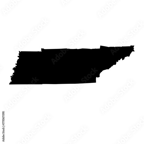 Black Silhouette of Tennessee State Map for Design and Educational Purposes