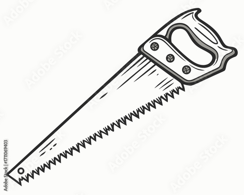Isolated Hand Saw on White Background
