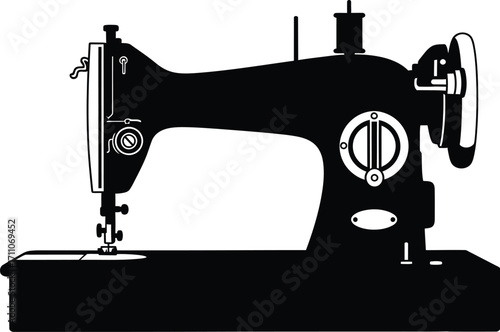 Sewing machine isolated, vintage sewing machine. old sewing machine icon editable vector illustration. 
