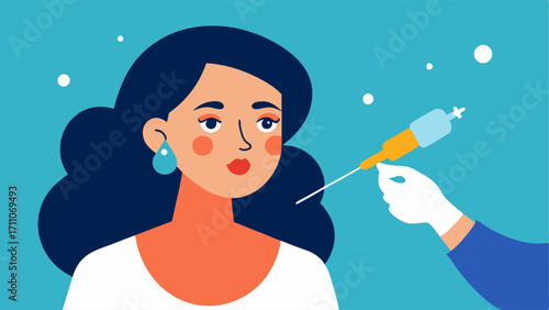 Exosome Injection A medical professional gently injecting exosome serum into a patients facial skin using a fine needle.