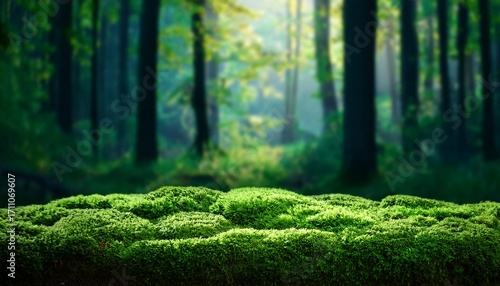 green moss and background backdrop for displaying products dark forest background
