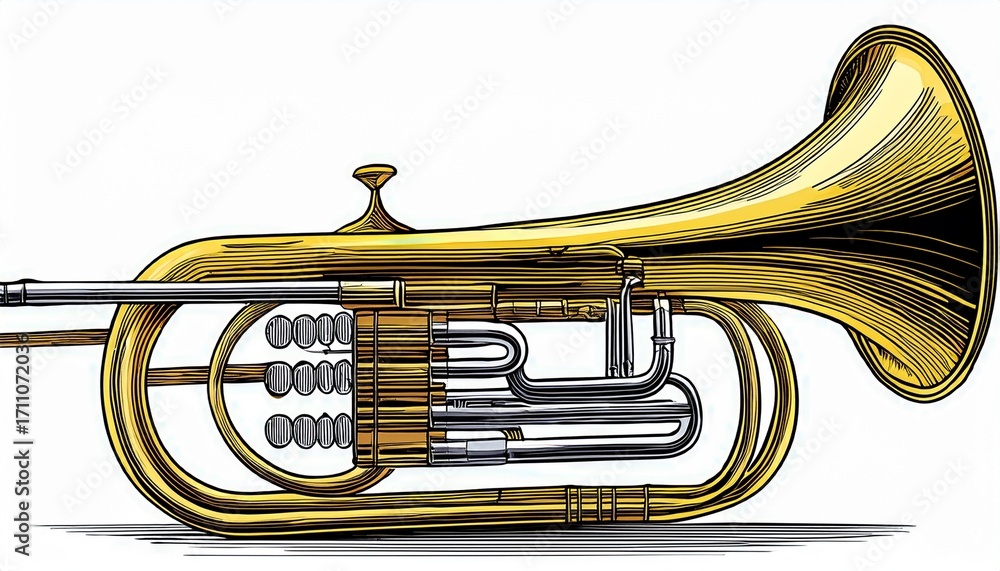 Naklejka premium drawn tuba isolated on white background