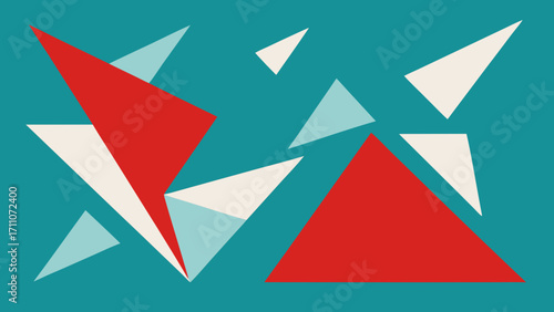 Vector pattern of colorful abstract geometric shapes, seamless illustration with origami triangles and arrows