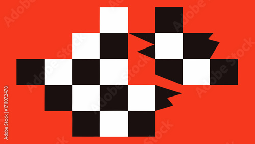 A checkered board pattern of black and white squares