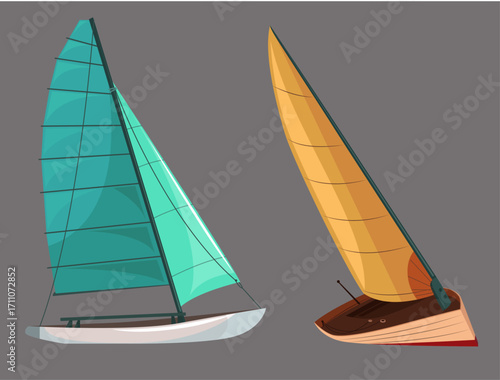 Sail boat icons colored 3d sketch.ai
