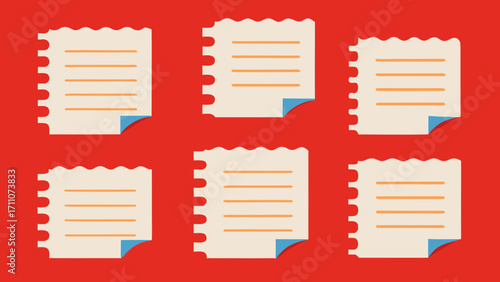 A colorful vector set of stickers for a blank notebook page, perfect as a label or note illustration for your business design