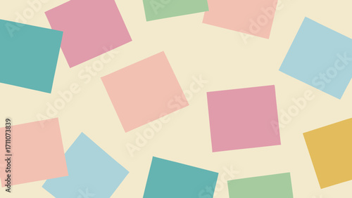 Yellow and pink sticky notes on a seamless pattern for a blank memo pad background