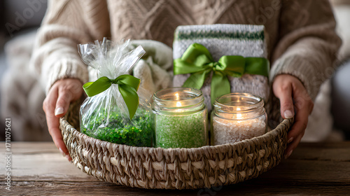 Decorative Candles and Gift Set in Basket
