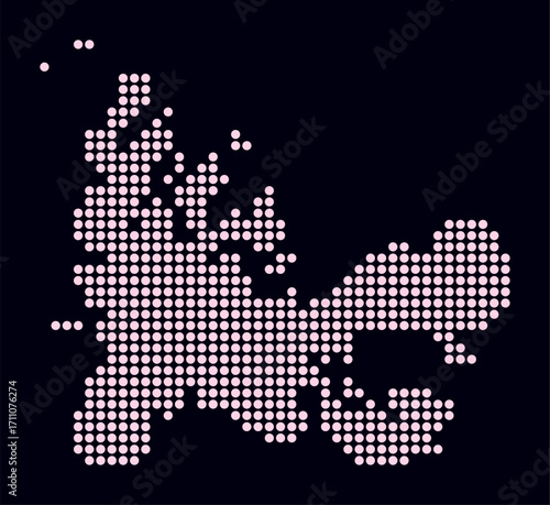 French Southern and Antarctic Lands dotted map. Digital style map of the country on dark background. French Southern and Antarctic Lands shape with circle dots. Colored dots style. Large size circles.