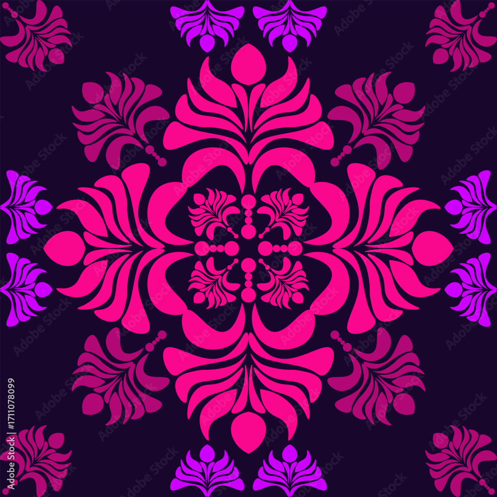 Fototapeta premium Tribal fun hot pink seamless pattern