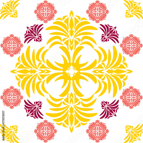 Tribal celebratory ruby red seamless pattern