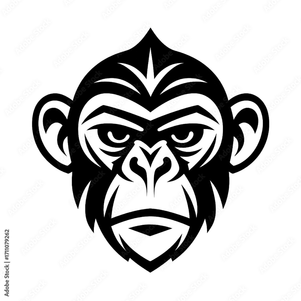 Obraz premium Monkey Face Icon Variant – Minimalist Wildlife Symbol of Wisdom and Authority