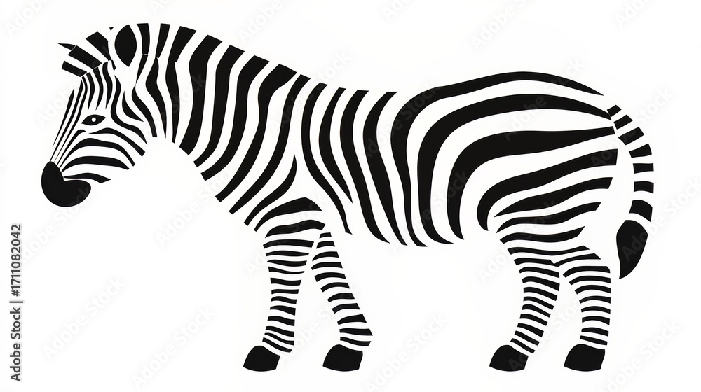 Obraz premium Zebra is standing in front of a white background. The zebra is the main focus of the image, and it is looking at the camera. The black and white color scheme gives the image a classic