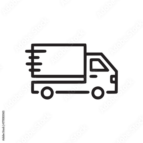 Vector art of delivery truck icon a simple outline illustration of a delivery truck, perfect for websites, apps, and presentations related to logistics, transportation, and ecommerce