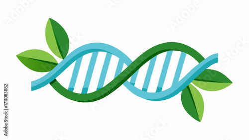 DNA Helix with Leaves A DNA double helix entwined with green leaves representing the connection between genetics and natural healing.