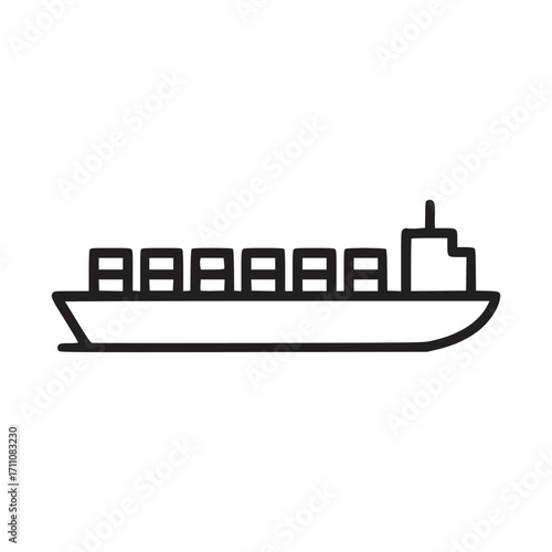 Vector art of cargo ship icon a simple outline illustration of a cargo ship, perfect for websites, apps, and presentations related to shipping, transportation, and global trade
