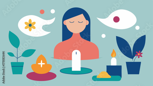 Exosome Spa Treatment An illustration of a tranquil spa setting where a person is receiving a lip treatment that visibly incorporates exosome symbols. Relaxing elements such as