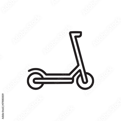 Vector art of a minimalist line drawing of a scooter, showcasing its simple design and functionality, perfect for transportation or ecofriendly themes, clean and modern aesthetic