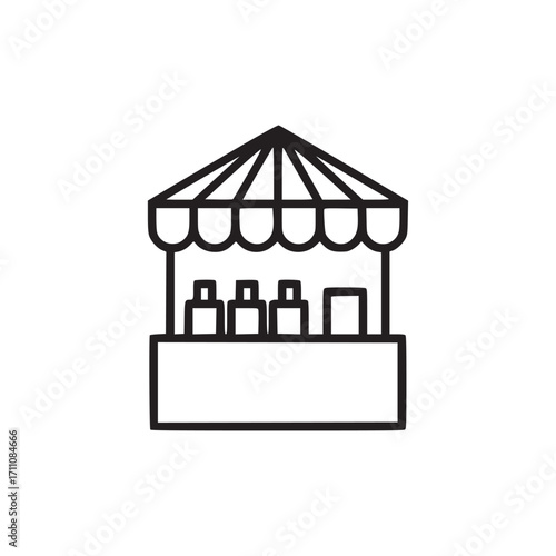 Illustration of a market stall, perfect for representing local businesses, farmers markets, and community events its clean and simple design is versatile for various uses