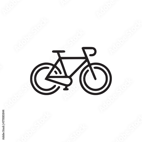 Vector art of a minimalist line drawing of a bicycle, the bicycle is depicted in a simple, elegant style, with clean lines and a focus on essential features, making it ideal for various design applica