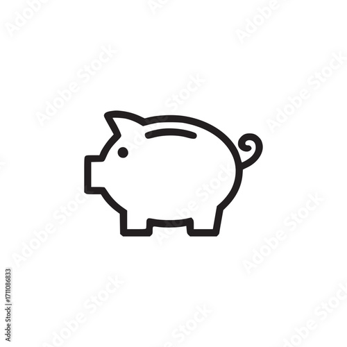 Vector art of piggy bank icon clean line art of a classic piggy bank, symbolizing savings, finance, and money management for financial themed designs