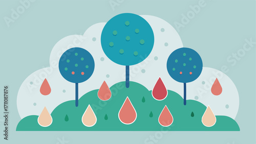 Cellular Garden A metaphorical garden where skin cells are trees and exosomes are nourishing rain droplets nurturing the growth and regeneration of the skin.