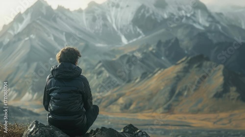 Wallpaper Mural Male athlete on top of a mountain Torontodigital.ca