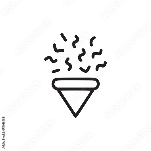 Illustration of a confetti popper simple black line drawing of a party popper with confetti, representing celebration, joy, and festive occasions suitable for web design and infographics