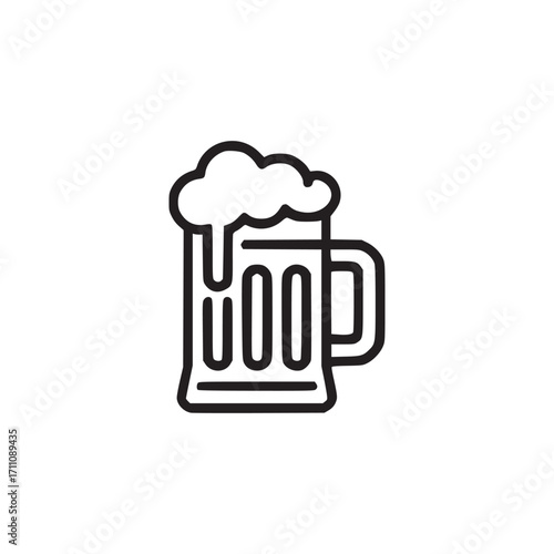 Vector art of minimalist line art illustration of a beer mug with foam perfect for brewery websites, bar menus, or oktoberfest promotions clean and modern design