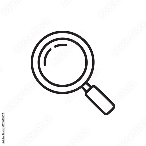 Illustration of a magnifying glass the magnifying glass has a round lens and a handle it is a tool used to make small objects appear larger, typically for reading small print or examining small object