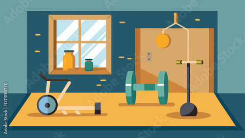 A home gym with sustainable cork flooring energyefficient exercise equipment and a wallmounted water bottle refill station.