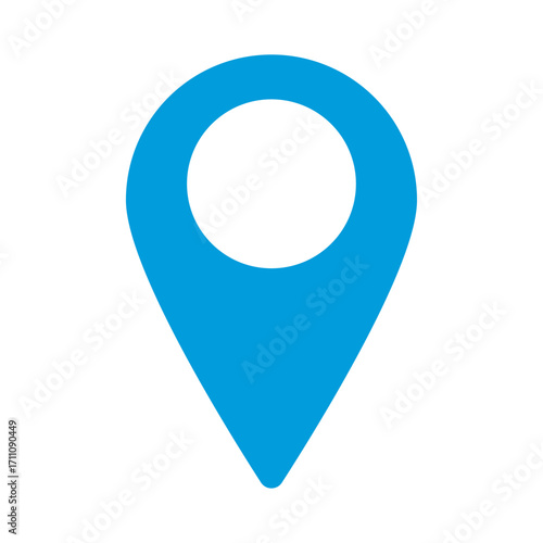 Blue Map Pin Icon, GPS Location Marker, Geo Tag Pointer, Simple Flat Design Map Pin Vector illustration, Location Symbol, Navigation Pin Eps10 on White Background.