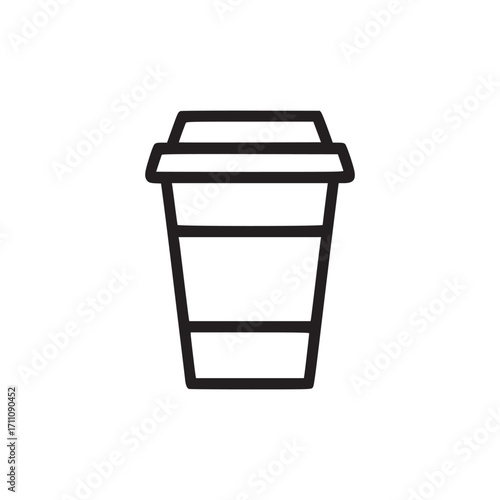 Vector art of a minimalist line art illustration of a coffee cup, perfect for icons, logos, or design elements needing a simple and clean representation of a takeaway beverage