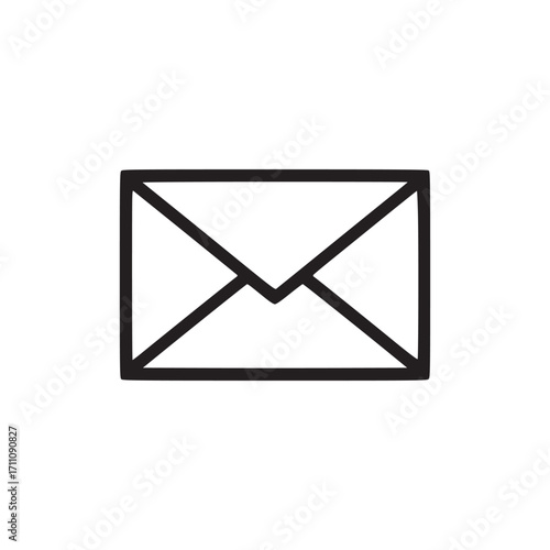 Vector art of minimalist line art illustration of an envelope, the simple design makes it versatile for various communication or messagerelated themes