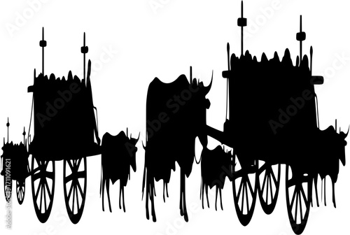 Romeria de El Rocio Ox Cart Silhouette Romeria de El Rocio Pilgrimage Ox drawn cart in solid brown with a simple cross on top
