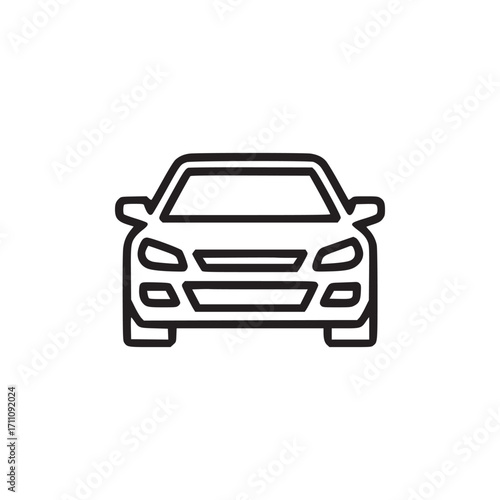 Vector art of front view of a car icon a simple and modern line art illustration of an automobile, perfect for transportation, automotive, or travelrelated designs and symbols