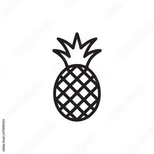 Vector art of pineapple icon simple line drawing of a tropical fruit with crosshatch pattern symbol of summer, vacation, and healthy eating vector illustration for web, print, or design project