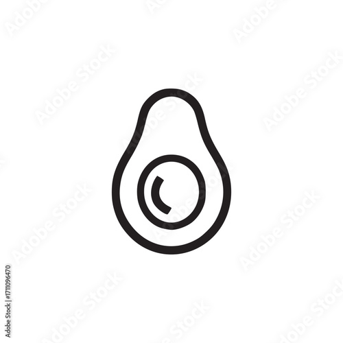 Illustration of an avocado, ideal for food blogs, healthy eating campaigns, or culinary designs, representing nutrition, wellness, and natural goodness in a clean style