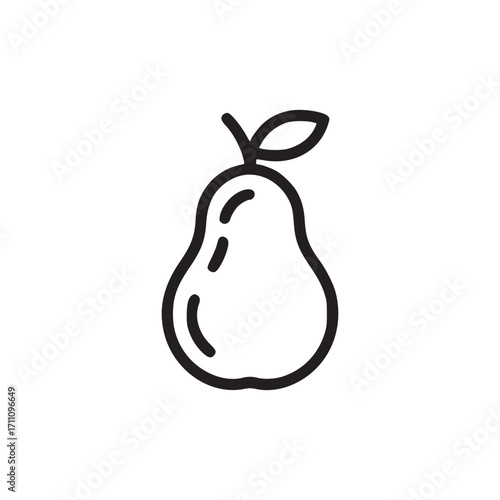 Illustration of a pear simple and clean line art of a fruit, perfect for minimalist designs, foodrelated content, or as a graphic element in various projects