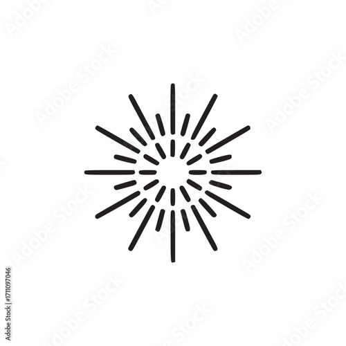 Vector art of radiant sunburst icon a simple and modern design featuring a burst of lines emanating from a central point, perfect for adding a touch of energy and optimism to any project