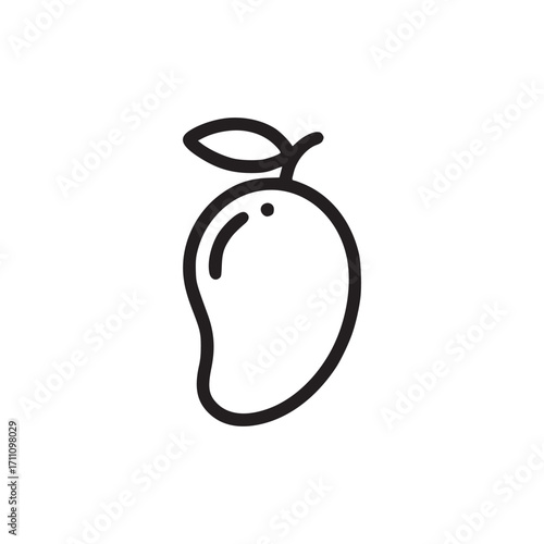 Vector art of mango fruit line art, a tropical and sweet fruit with a smooth skin and juicy flesh, often enjoyed fresh or used in various culinary dishes and beverages
